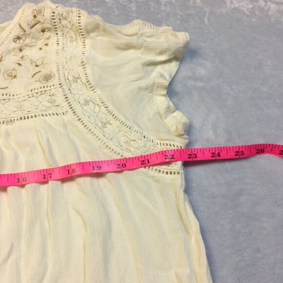 Caffe Marrakesh Blouse Shirt Top 2X Womans Plus Ivory Cream Floral Embroidered - Picture 10 of 13